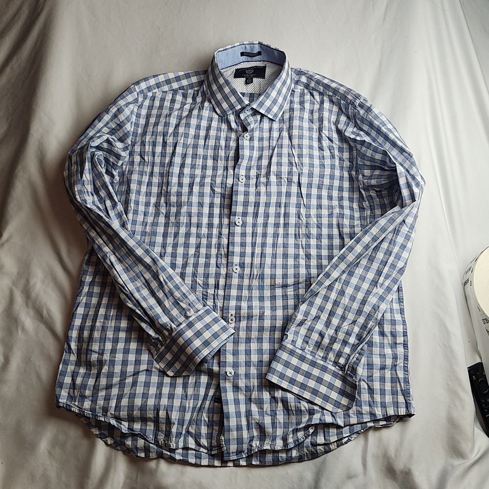 Report Collection Modern Fit Gingham Button-Down Shirt Men's Size Large